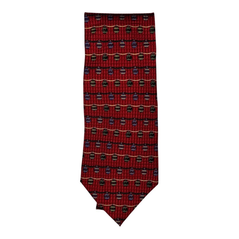 Christmas Necktie‎ Red Silk FN Holiday Ornament Novelty Festive Men's Tie
